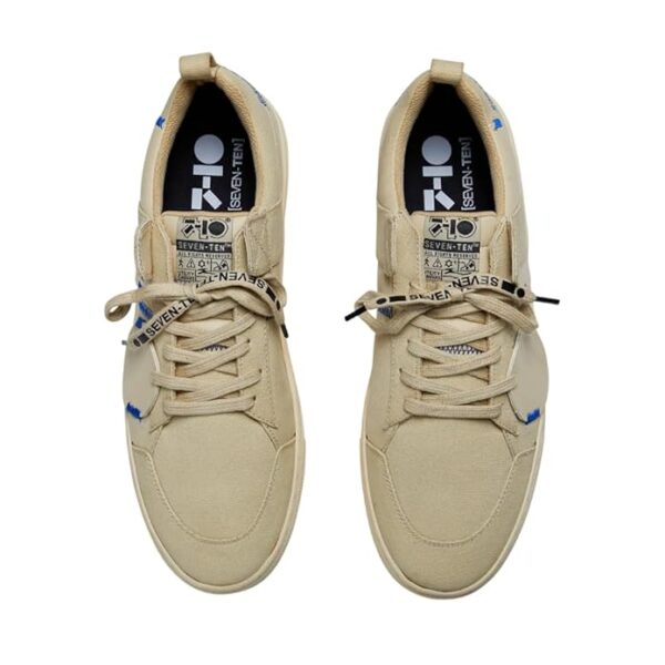7-10 Men's TPR Rubber Sole Beige Applique Canvas Low-Top Sneaker | Anti Slip, Stylish & Comfortable Sneaker Shoes with Elegant Design for Casual Outings, Parties