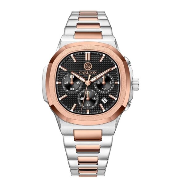Carlton London Men Stainless Steel Analog Watch | Multicolor Waterproof Watches for Men Boys Male | Fashionable Trendy Quartz Movement Wrist Watch - CLSDTBLKM
